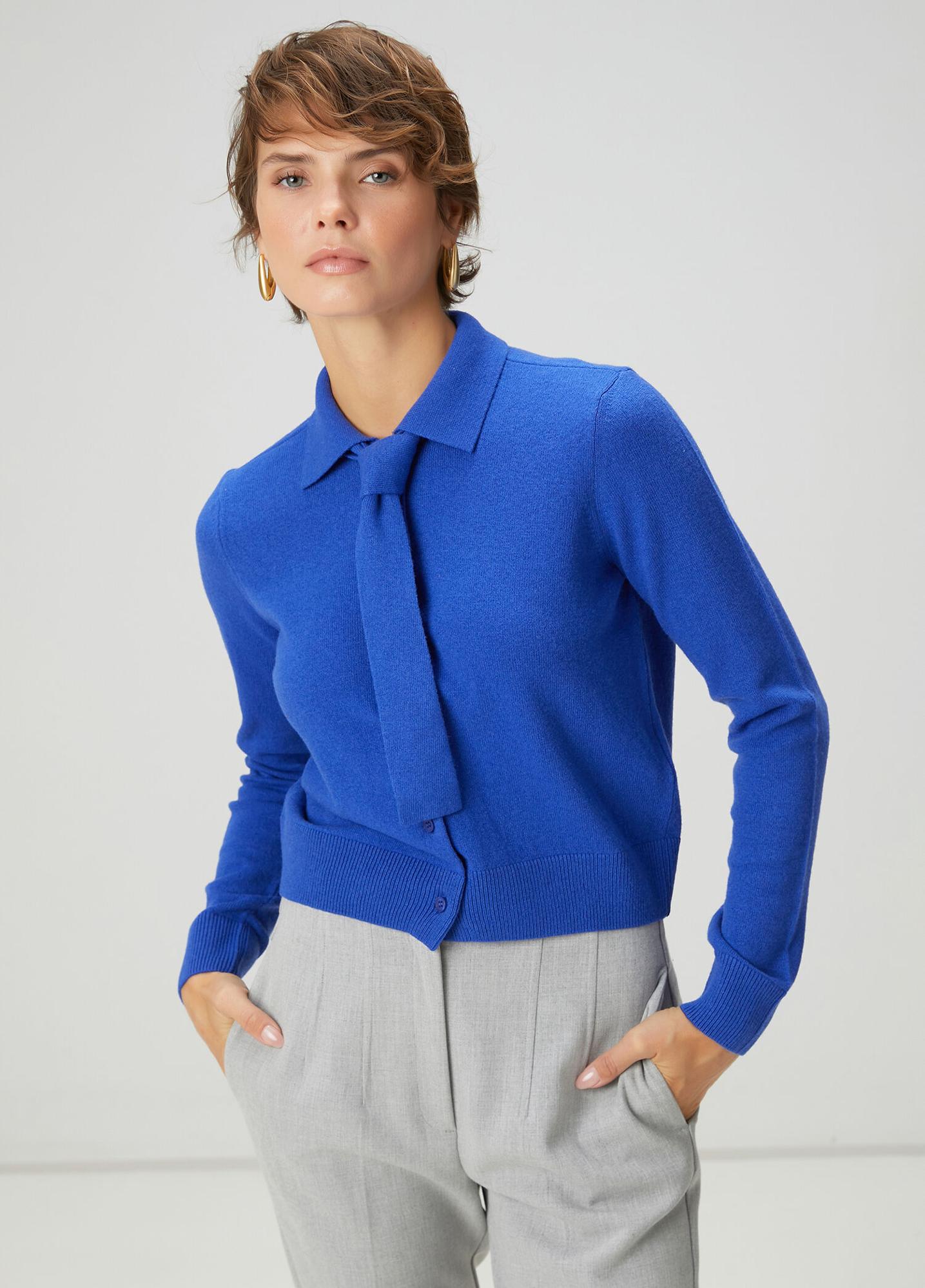  Beymen Club Kadın Kobalt Yün Polo Hırka