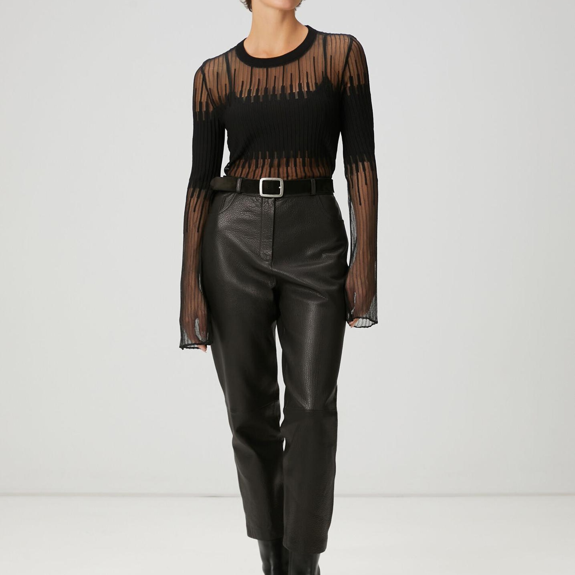 Beymen Club Kadın Siyah Crop Transparan Kazak