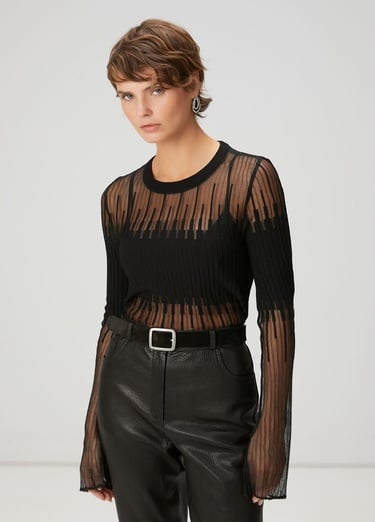  Beymen Club Kadın Siyah Crop Transparan Kazak