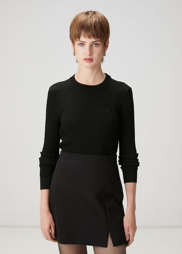  Beymen Club Kadın Siyah Saç Örgü Kazak