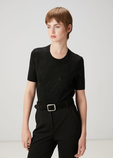  Beymen Club Kadın Siyah Taşlı Triko