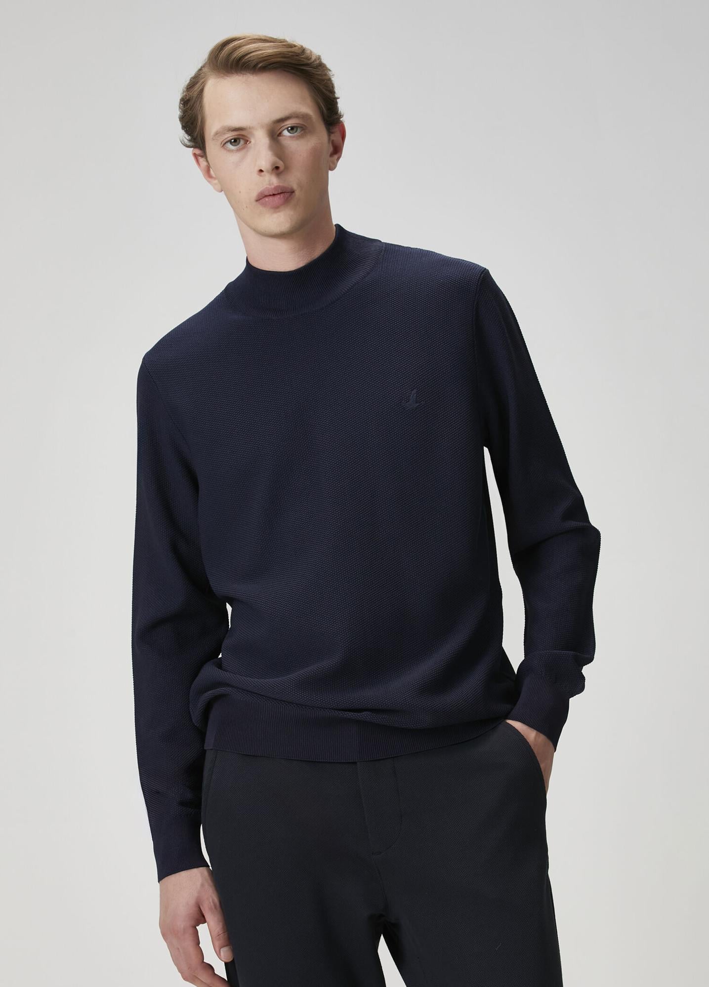  Beymen Club Erkek Lacivert Yarım Balıkçı Yaka Kazak