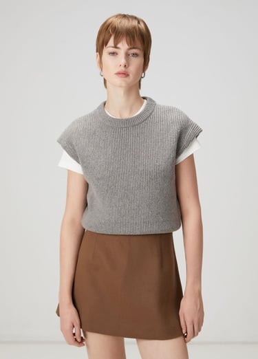  Beymen Club Kadın Gri Melanj Yün Süveter