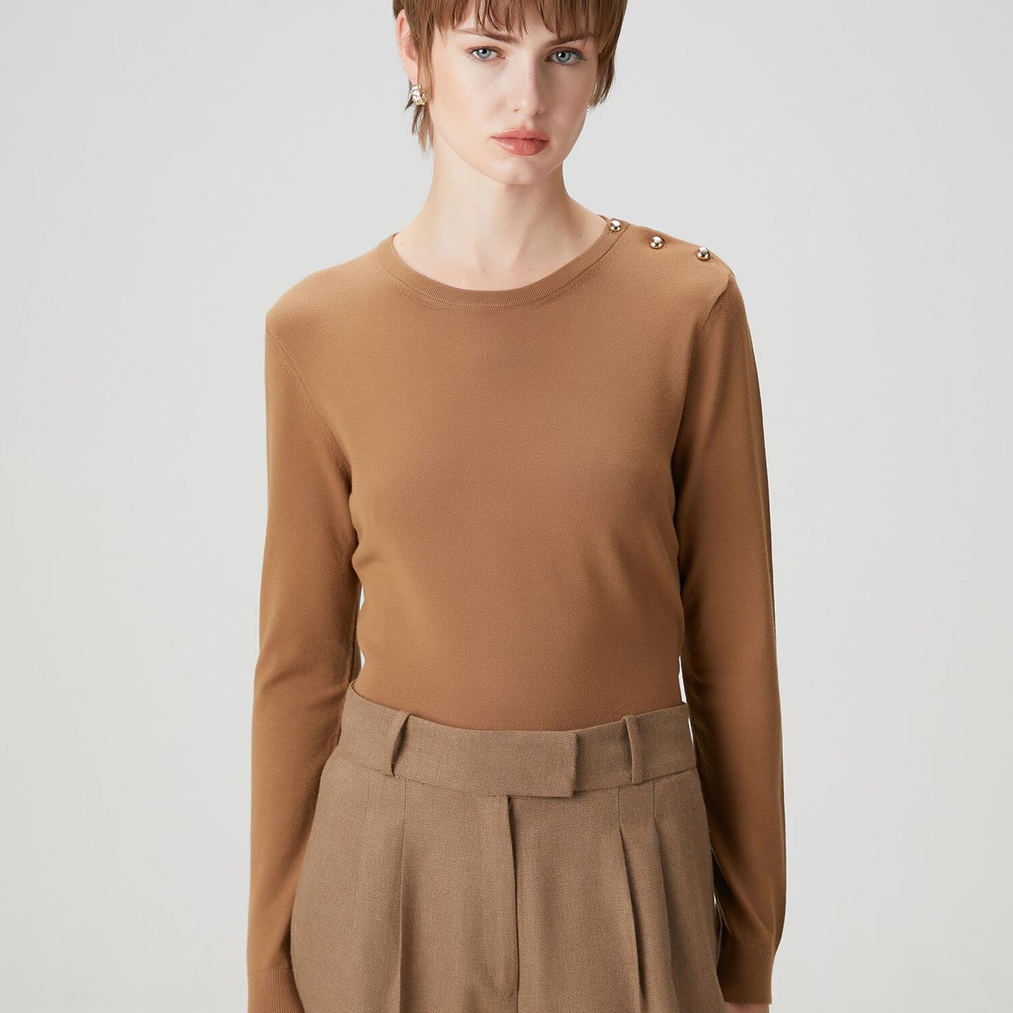 Beymen Club Kadın Tarçın Omzu Düğmeli Triko