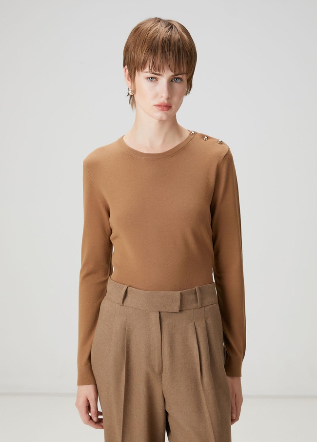  Beymen Club Kadın Tarçın Omzu Düğmeli Triko