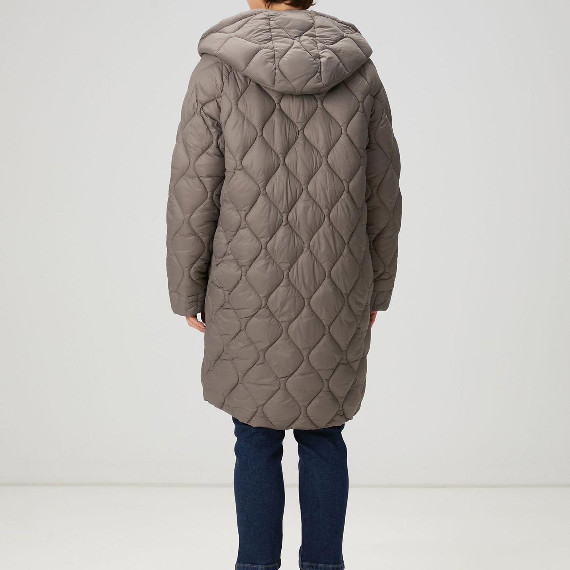 Beymen Club Kadın Gri Kapüşonlu Kapitoneli Kaban