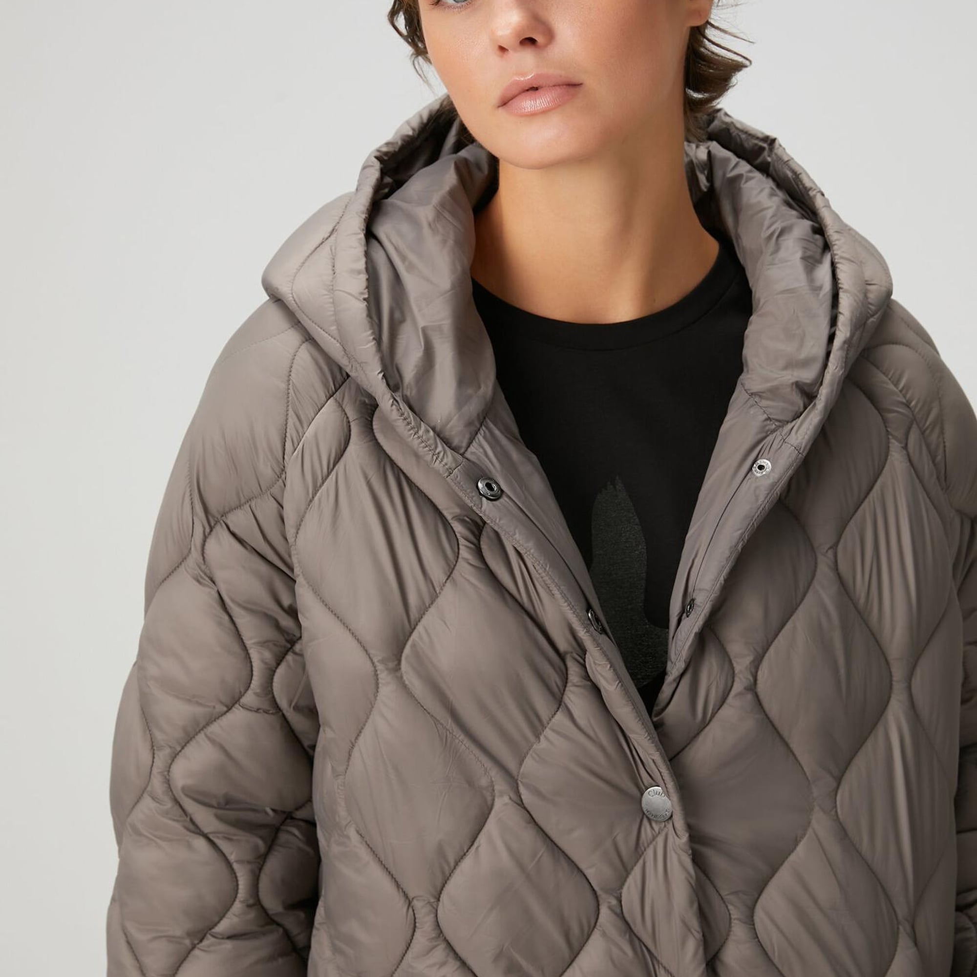 Beymen Club Kadın Gri Kapüşonlu Kapitoneli Kaban