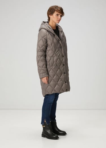  Beymen Club Kadın Gri Kapüşonlu Kapitoneli Kaban