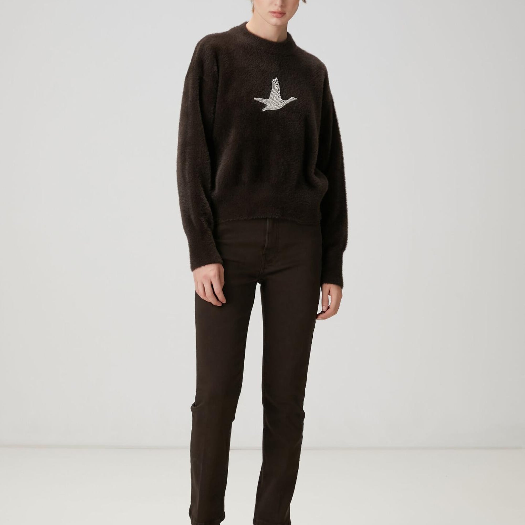 Beymen Club Kadın Kahverengi Taşlı Logo Detaylı Kazak