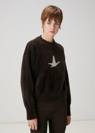  Beymen Club Kadın Kahverengi Taşlı Logo Detaylı Kazak