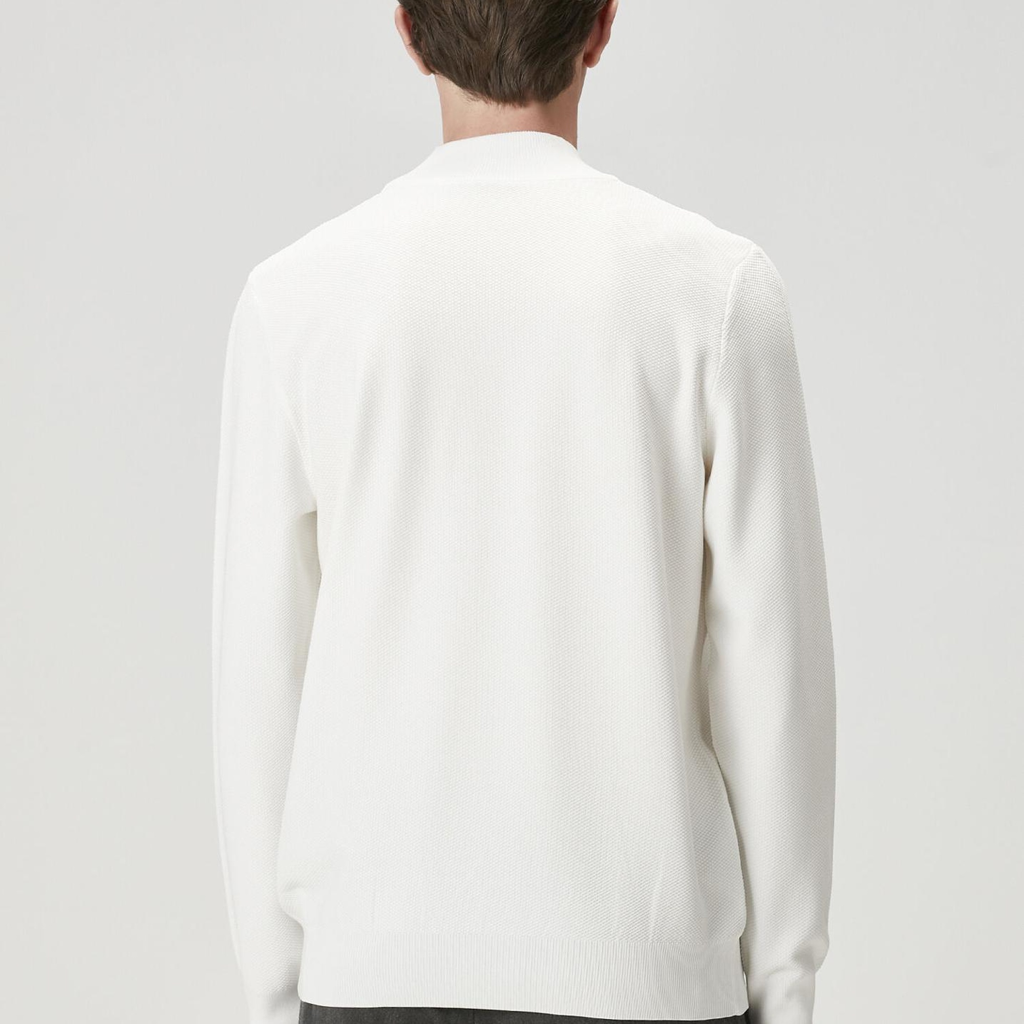 Beymen Club Erkek Beyaz Yarım Balıkçı Yaka Pirinç Dokulu Kazak