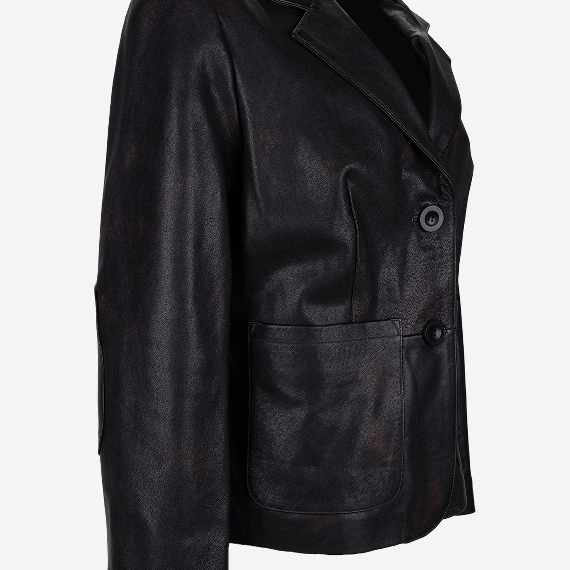 Valmenti Kadın Hakiki Deri Kızıl Eskitme Deri Mont