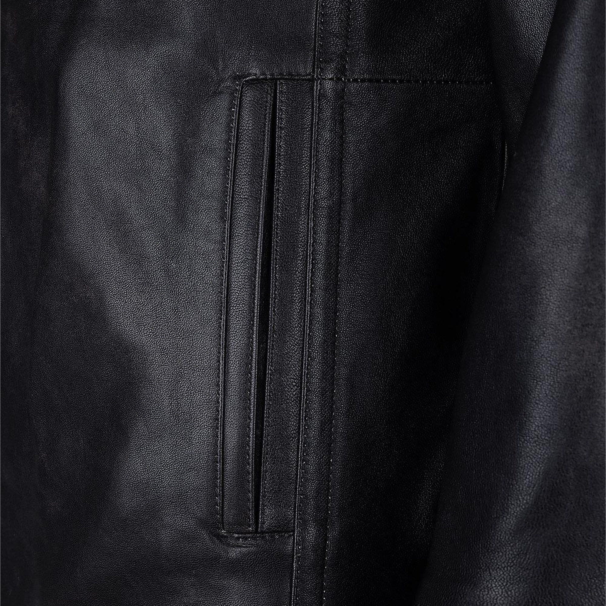 Valmenti Erkek Hakiki Deri Siyah Eskitme Deri Mont