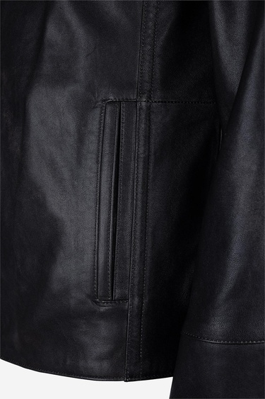  Valmenti Erkek Hakiki Deri Siyah Eskitme Deri Mont