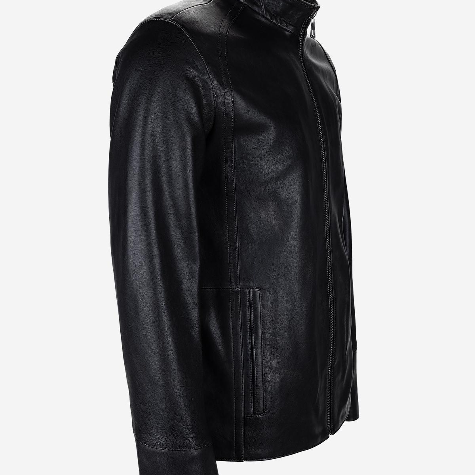 Valmenti Erkek Hakiki Deri Siyah Eskitme Deri Mont