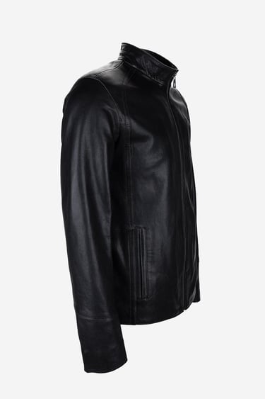  Valmenti Erkek Hakiki Deri Siyah Eskitme Deri Mont