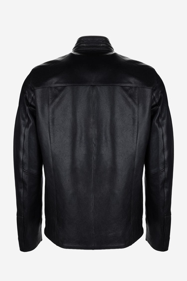  Valmenti Erkek Hakiki Deri Siyah Eskitme Deri Mont