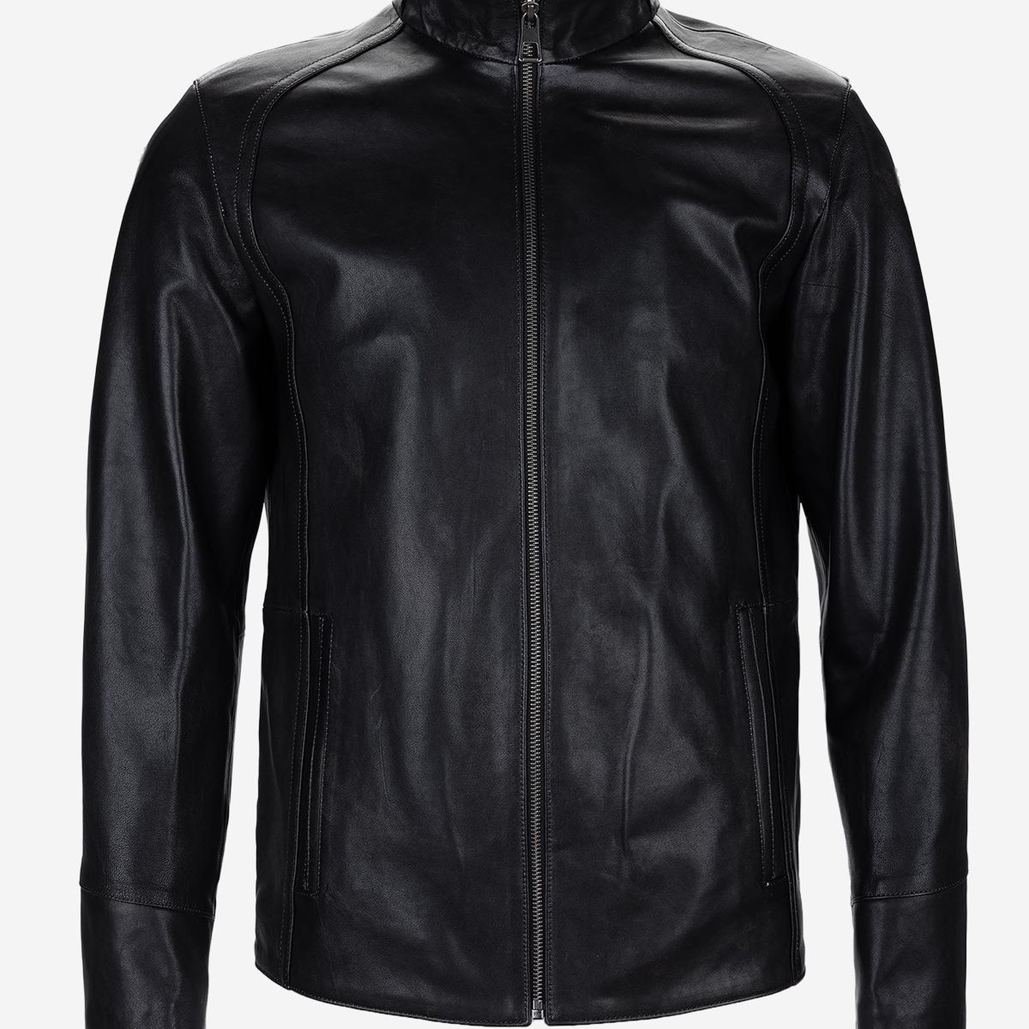 Valmenti Erkek Hakiki Deri Siyah Eskitme Deri Mont