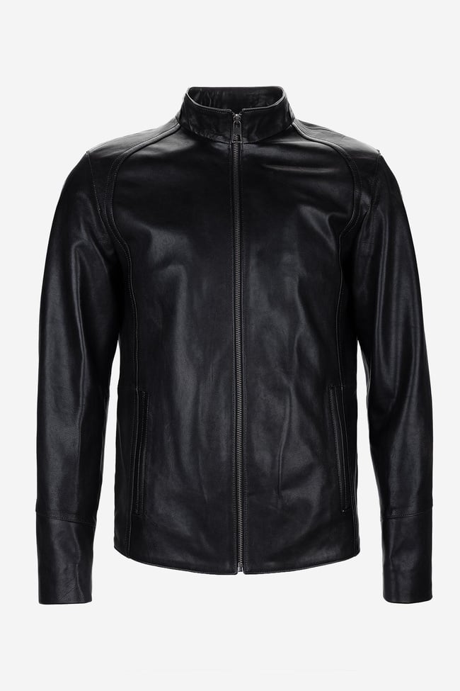  Valmenti Erkek Hakiki Deri Siyah Eskitme Deri Mont