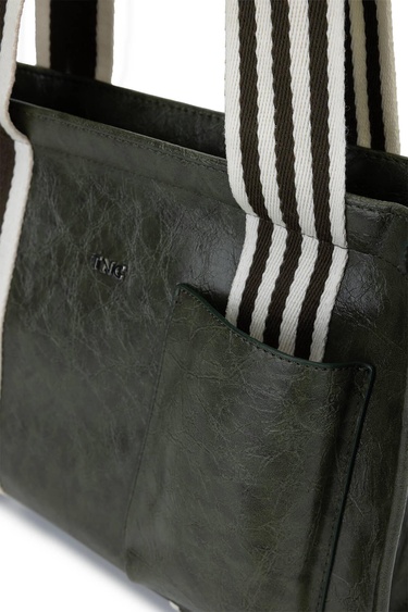  Tamer Tanca Kadın Vegan Haki Rugan Omuz Çanta