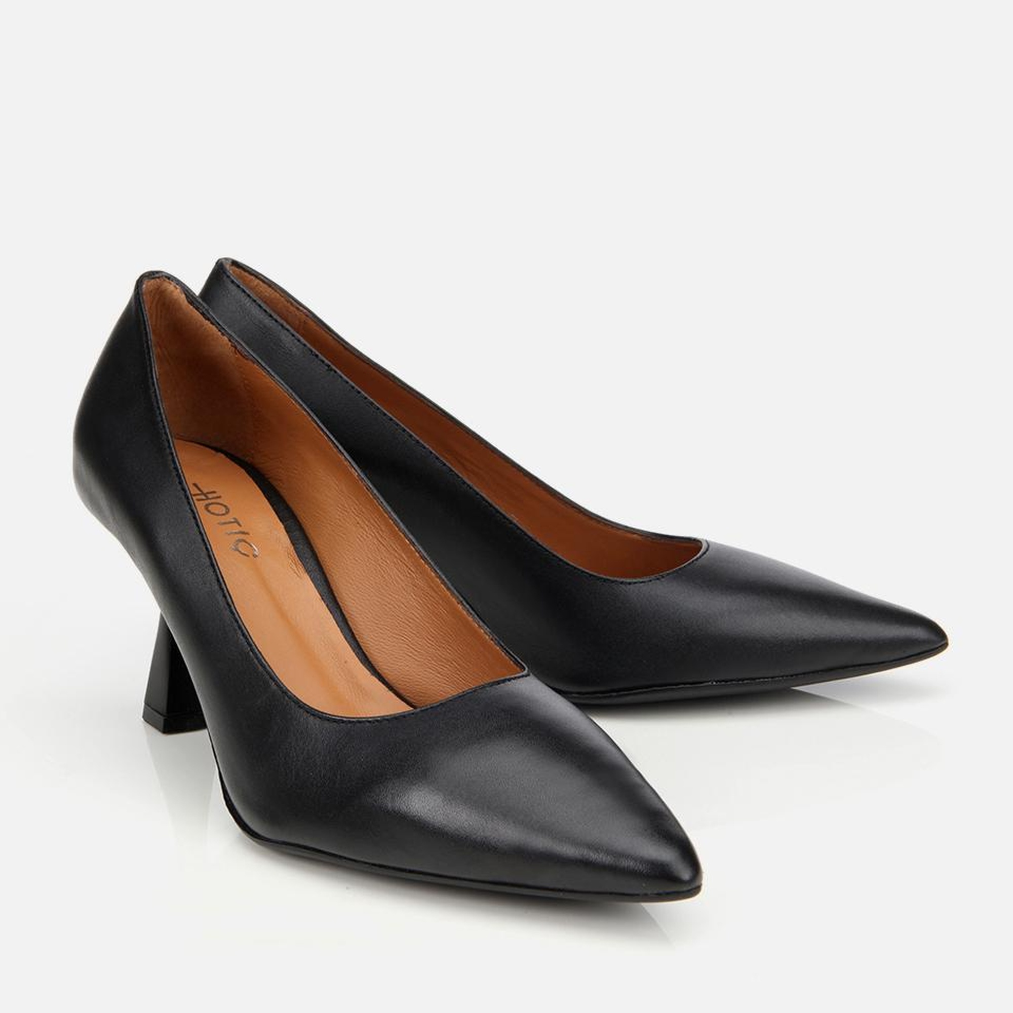 Kadın Deri Siyah Esnek Tabanlı Stiletto