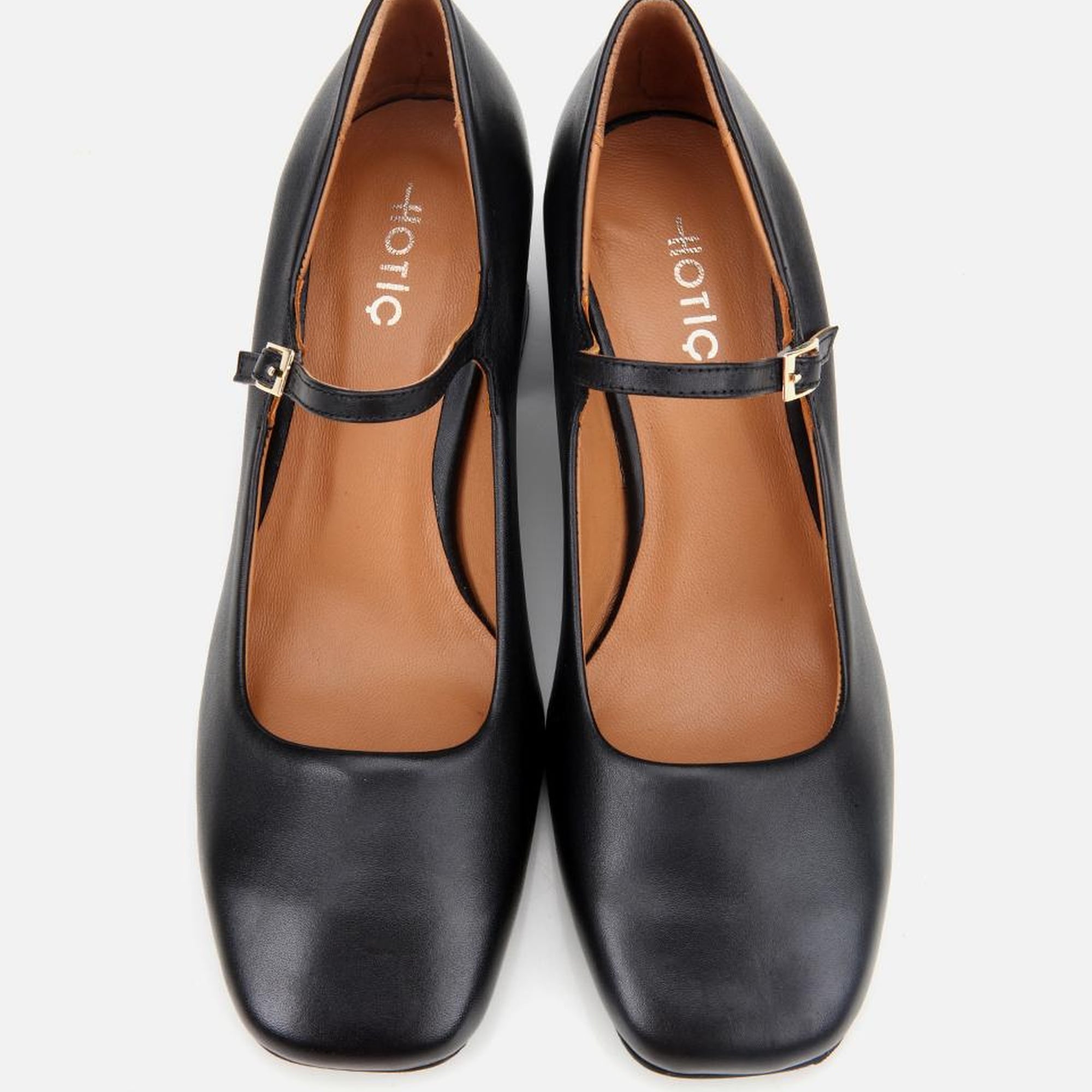 Kadın Deri Siyah Mary Jane Kalın Topuklu Ayakkabı