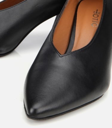  Kadın Deri Siyah Kalın Topuklu Ayakkabı