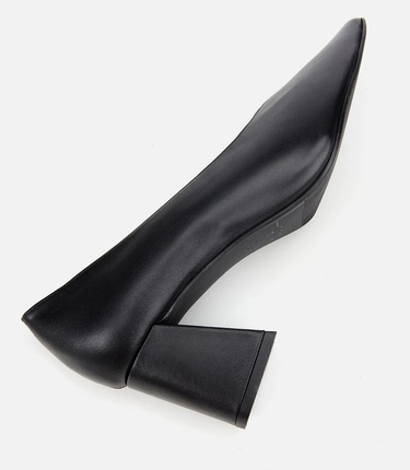  Kadın Deri Siyah Kalın Topuklu Ayakkabı