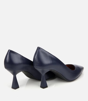  Kadın Deri Lacivert Esnek Tabanlı Stiletto