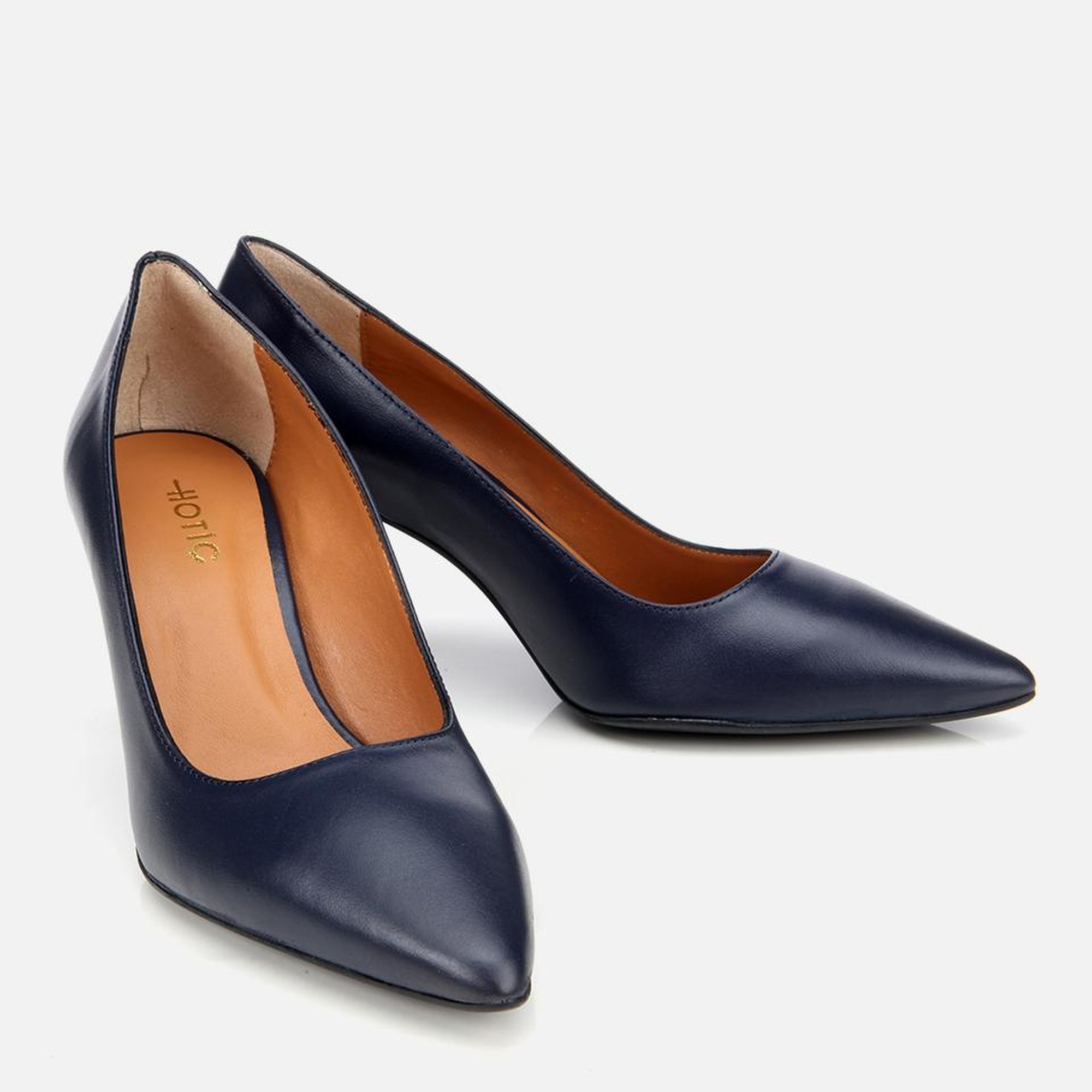 Kadın Deri Lacivert Esnek Tabanlı Stiletto