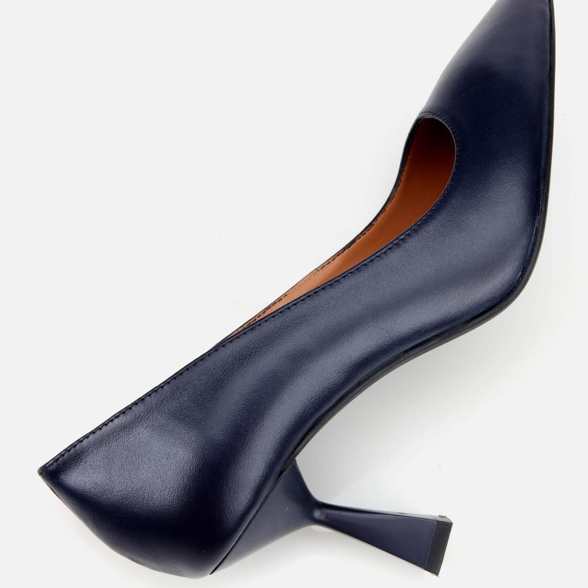 Kadın Deri Lacivert Esnek Tabanlı Stiletto