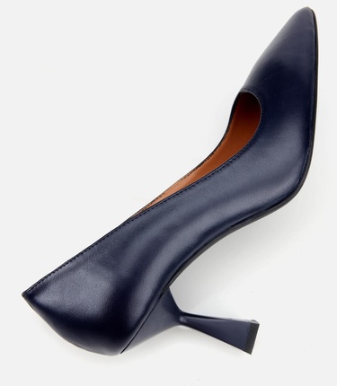  Kadın Deri Lacivert Esnek Tabanlı Stiletto