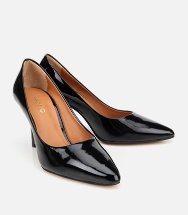  Kadın Rugan Deri Siyah Stiletto