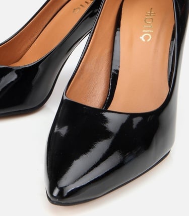  Kadın Rugan Deri Siyah Stiletto