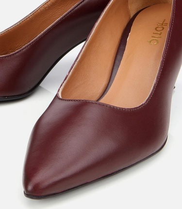  Kadın Deri Bordo Esnek Tabanlı Stiletto