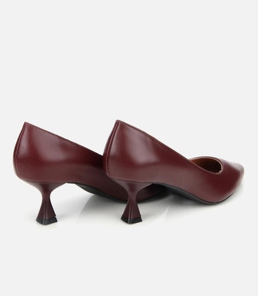  Kadın Deri Bordo Esnek Tabanlı Stiletto