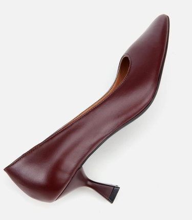  Kadın Deri Bordo Esnek Tabanlı Stiletto