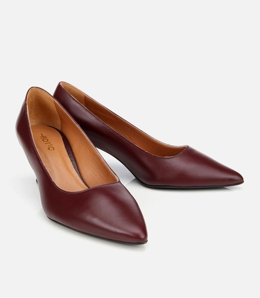  Kadın Deri Bordo Esnek Tabanlı Stiletto