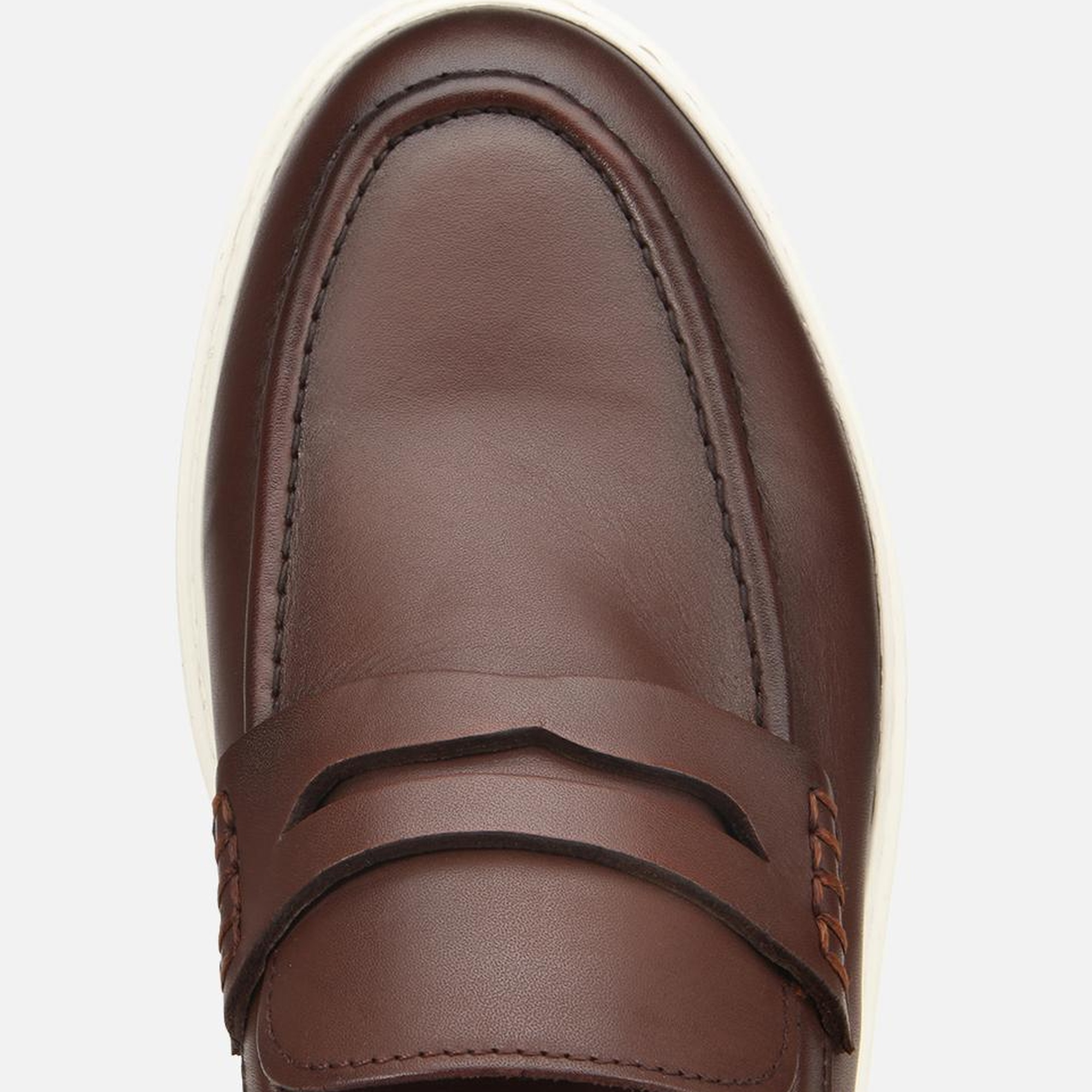 Erkek Deri Kahverengi Topuk Detaylı Şık Günlük Loafer