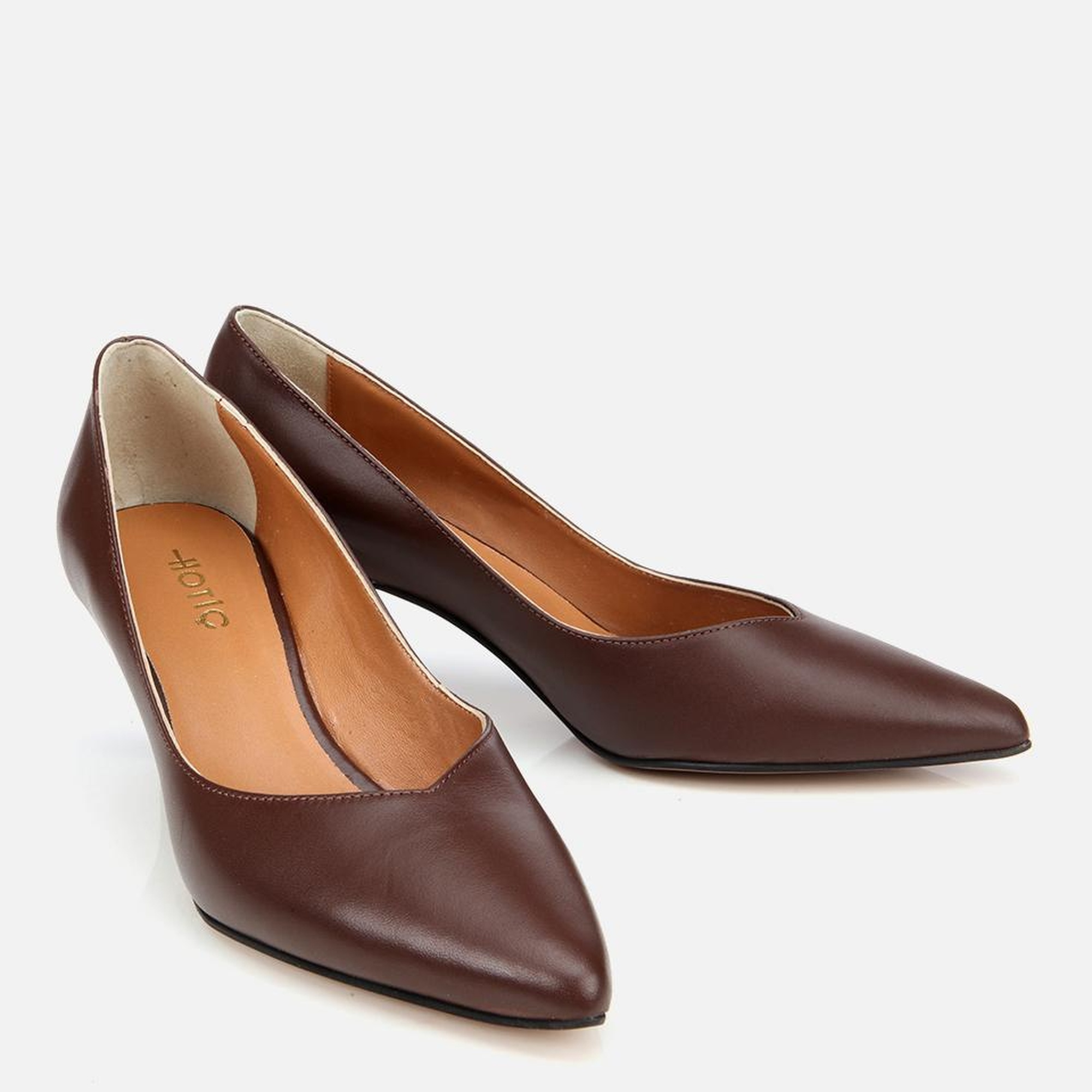 Kadın Deri Kahverengi İnce Topuklu Stiletto