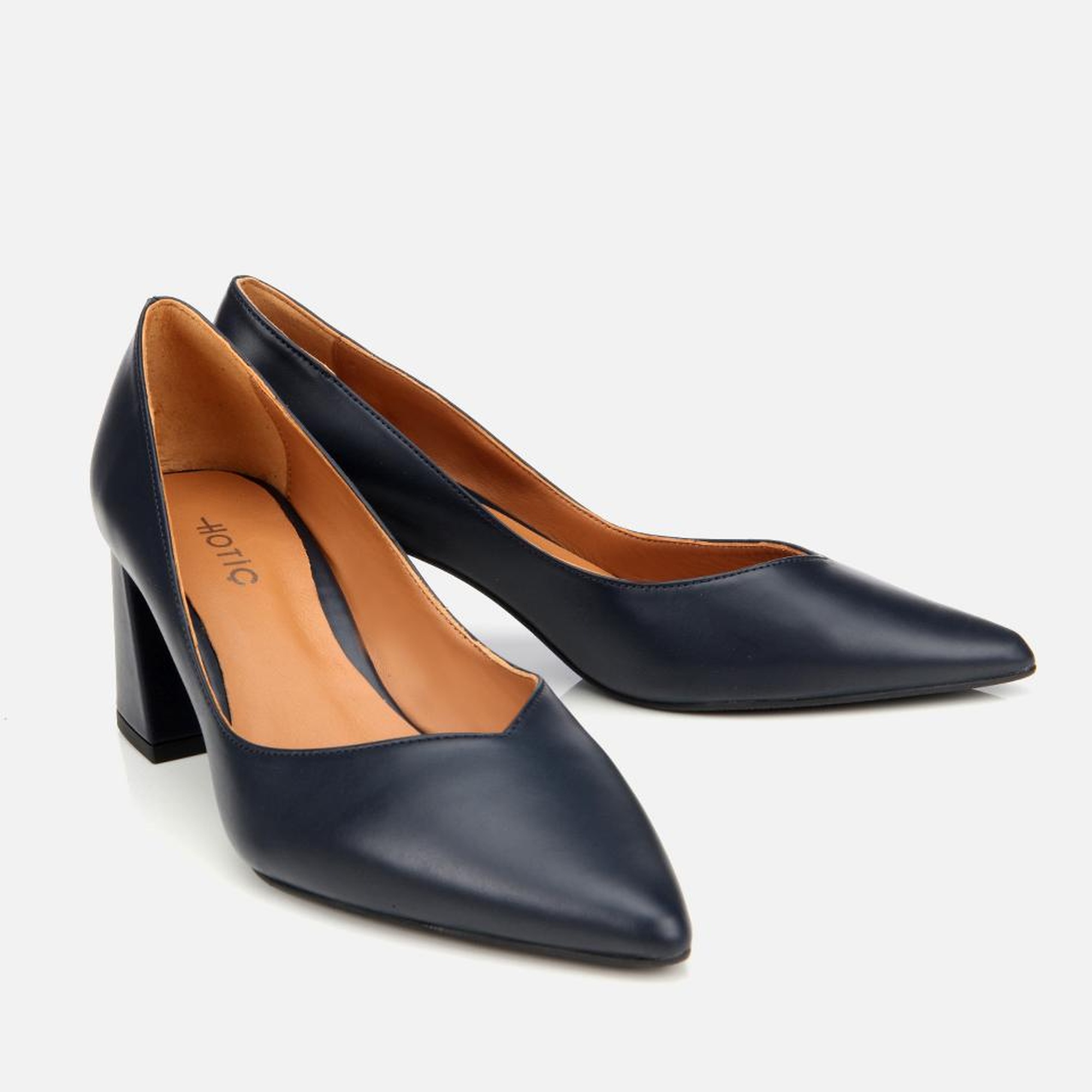 Kadın Deri Lacivert Kalın Topuklu Ayakkabı