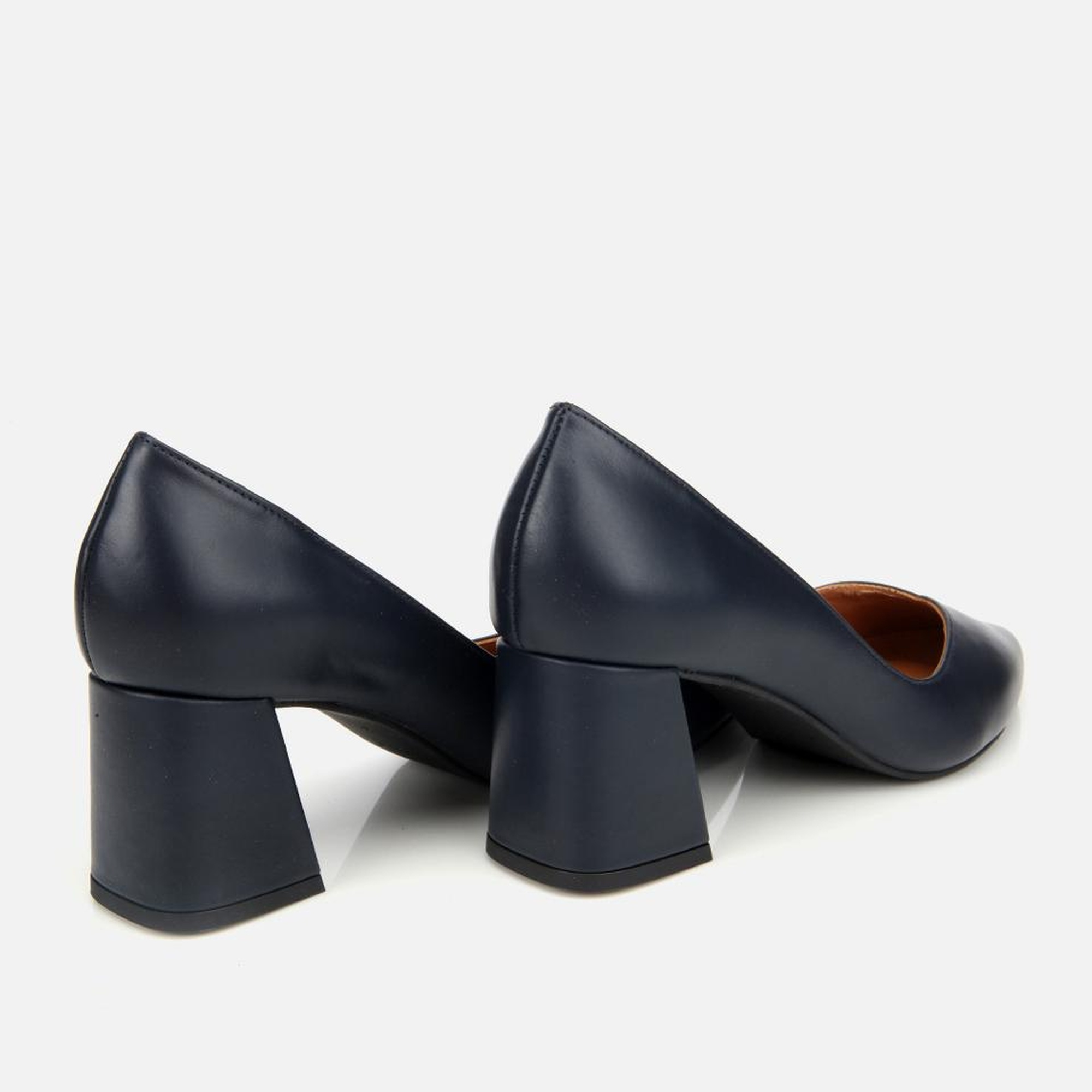 Kadın Deri Lacivert Kalın Topuklu Ayakkabı