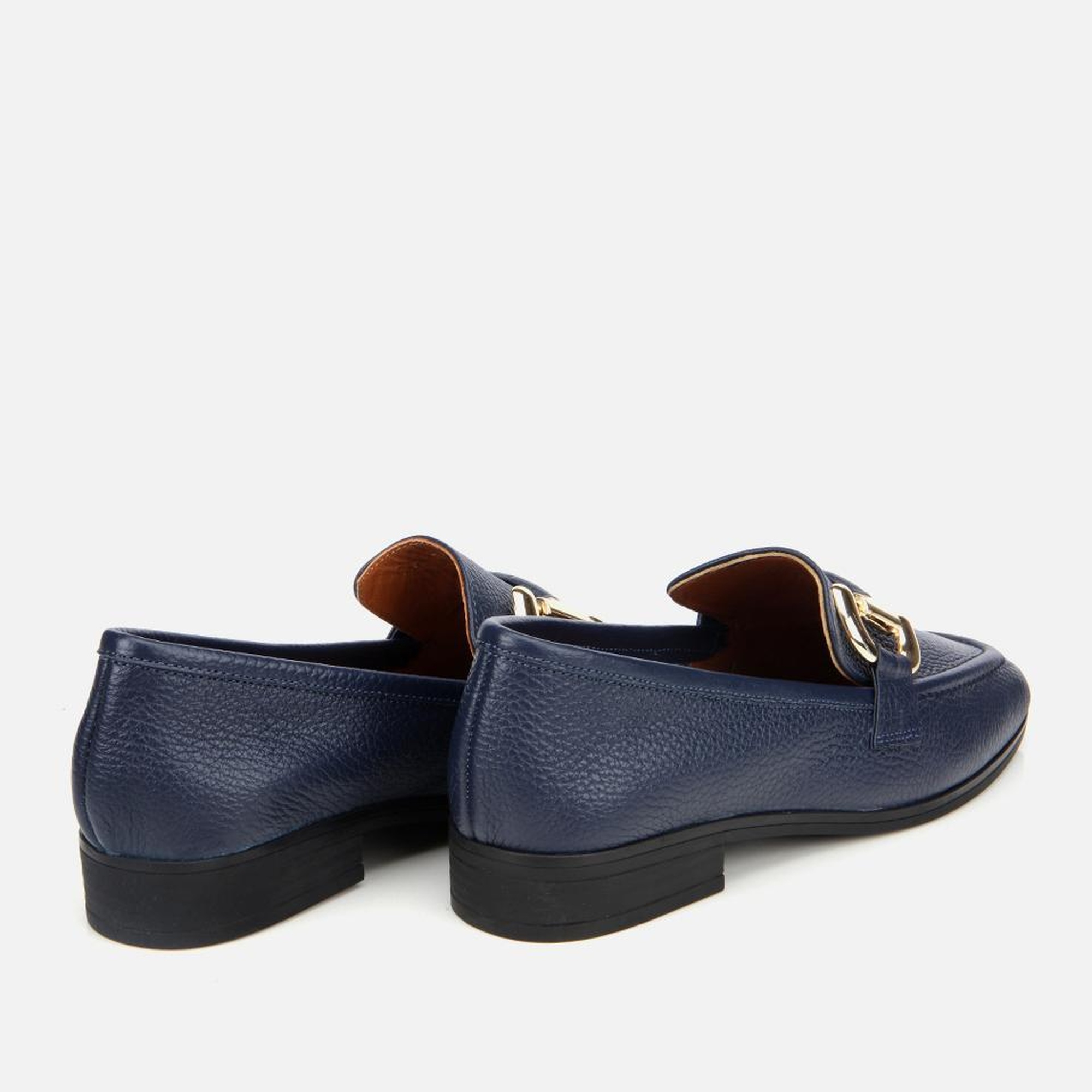 Kadın Deri Lacivert Tokalı Klasik Loafer