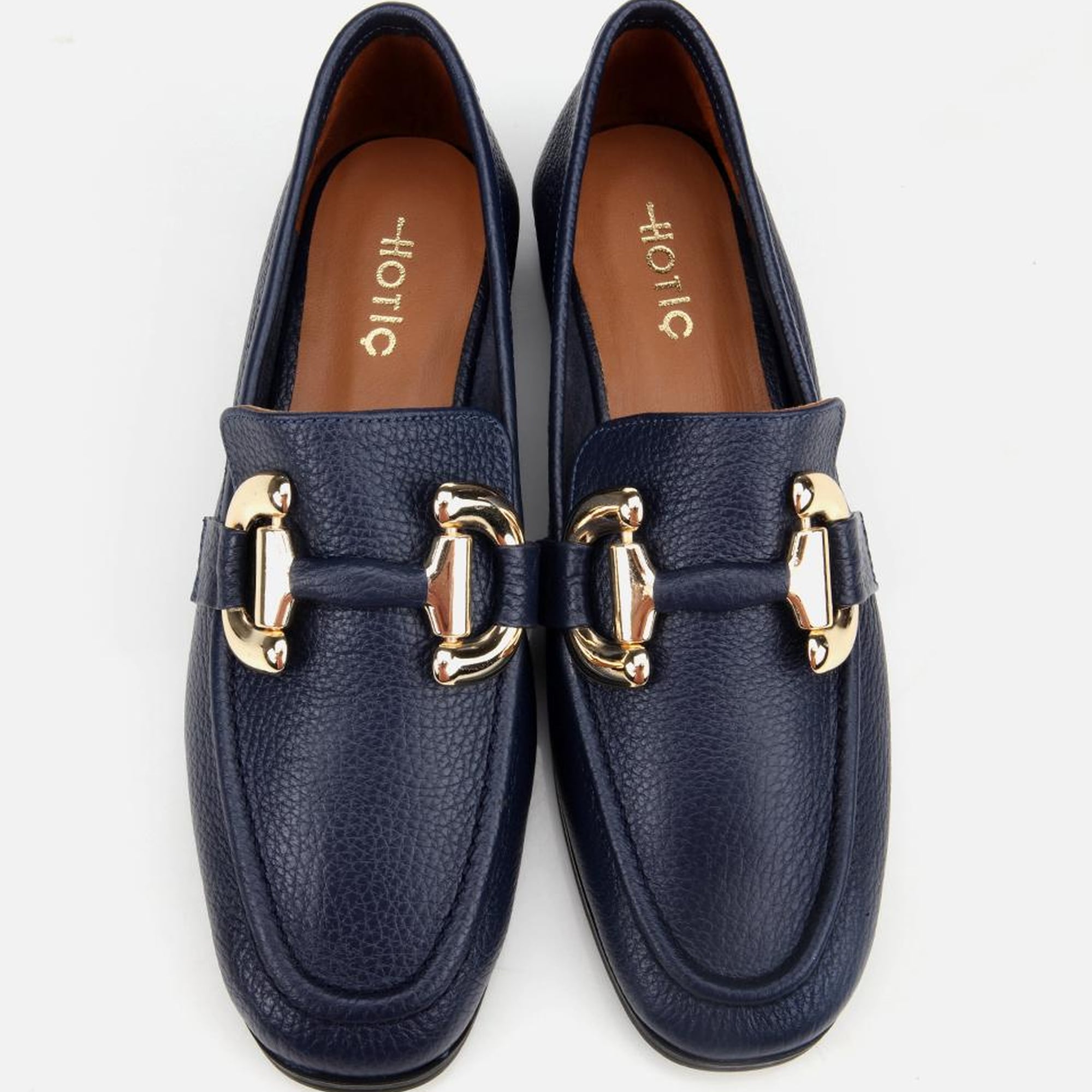 Kadın Deri Lacivert Tokalı Klasik Loafer