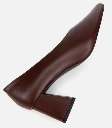  Kadın Deri Kahverengi Kalın Topuklu Ayakkabı