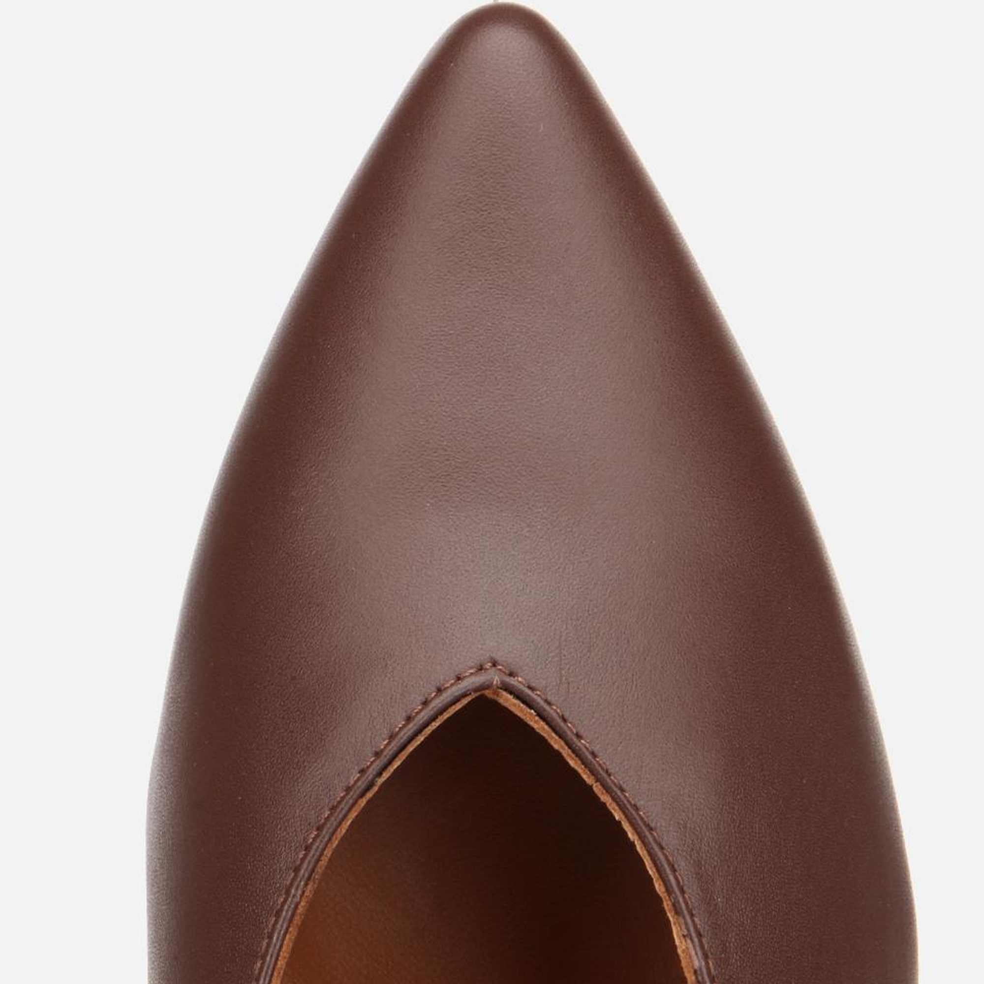 Kadın Deri Kahverengi Kalın Topuklu Ayakkabı