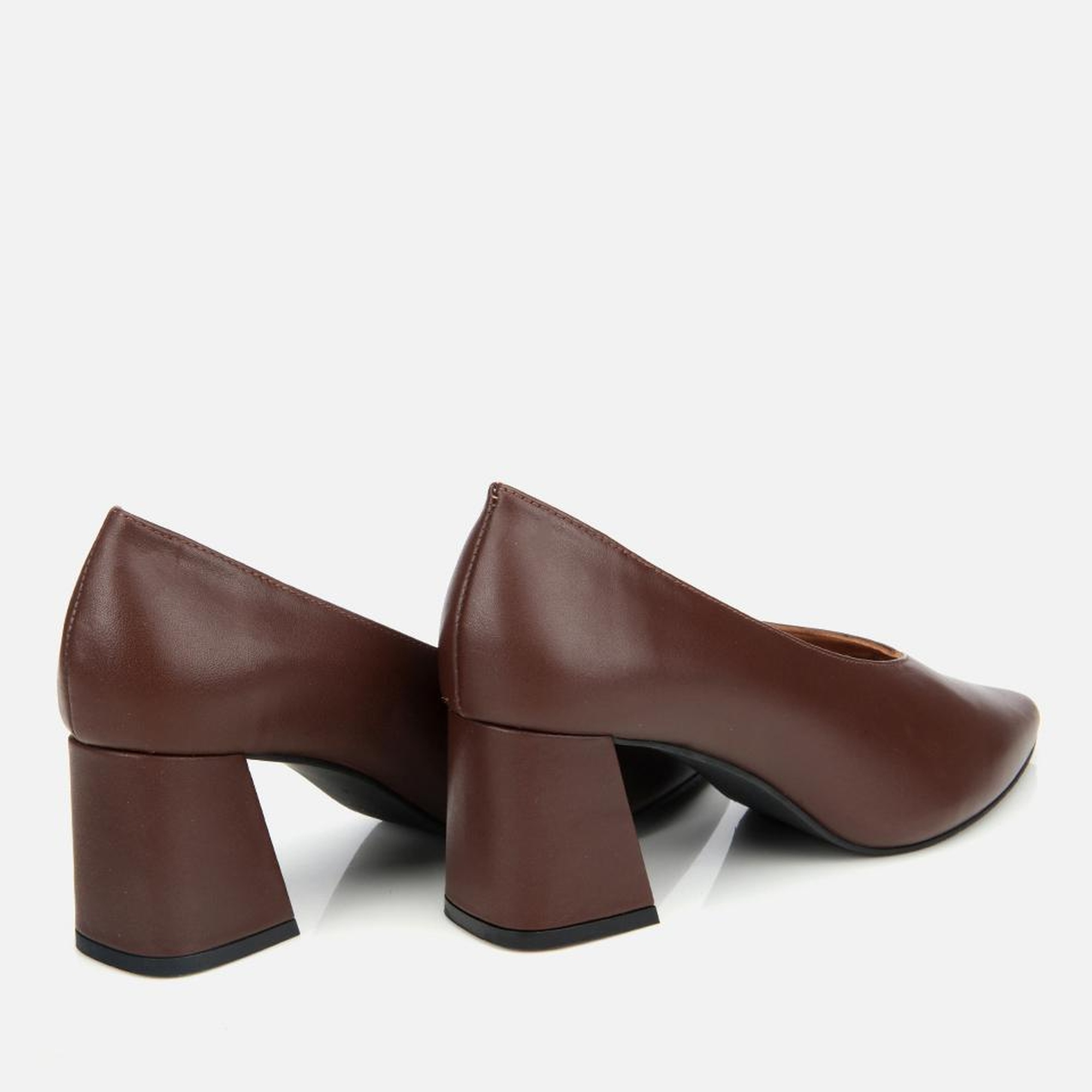Kadın Deri Kahverengi Kalın Topuklu Ayakkabı
