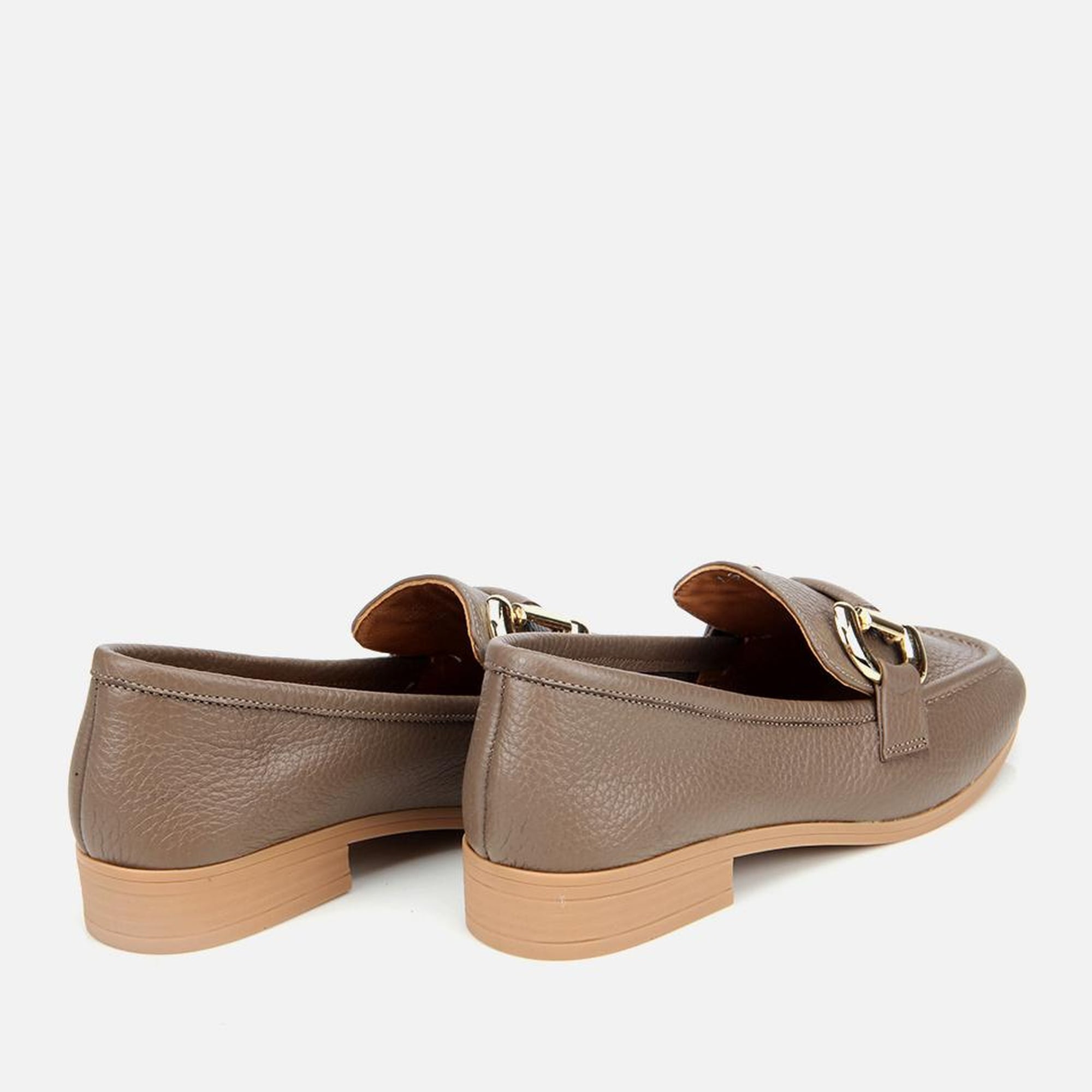 Kadın Deri Vizon Tokalı Klasik Loafer