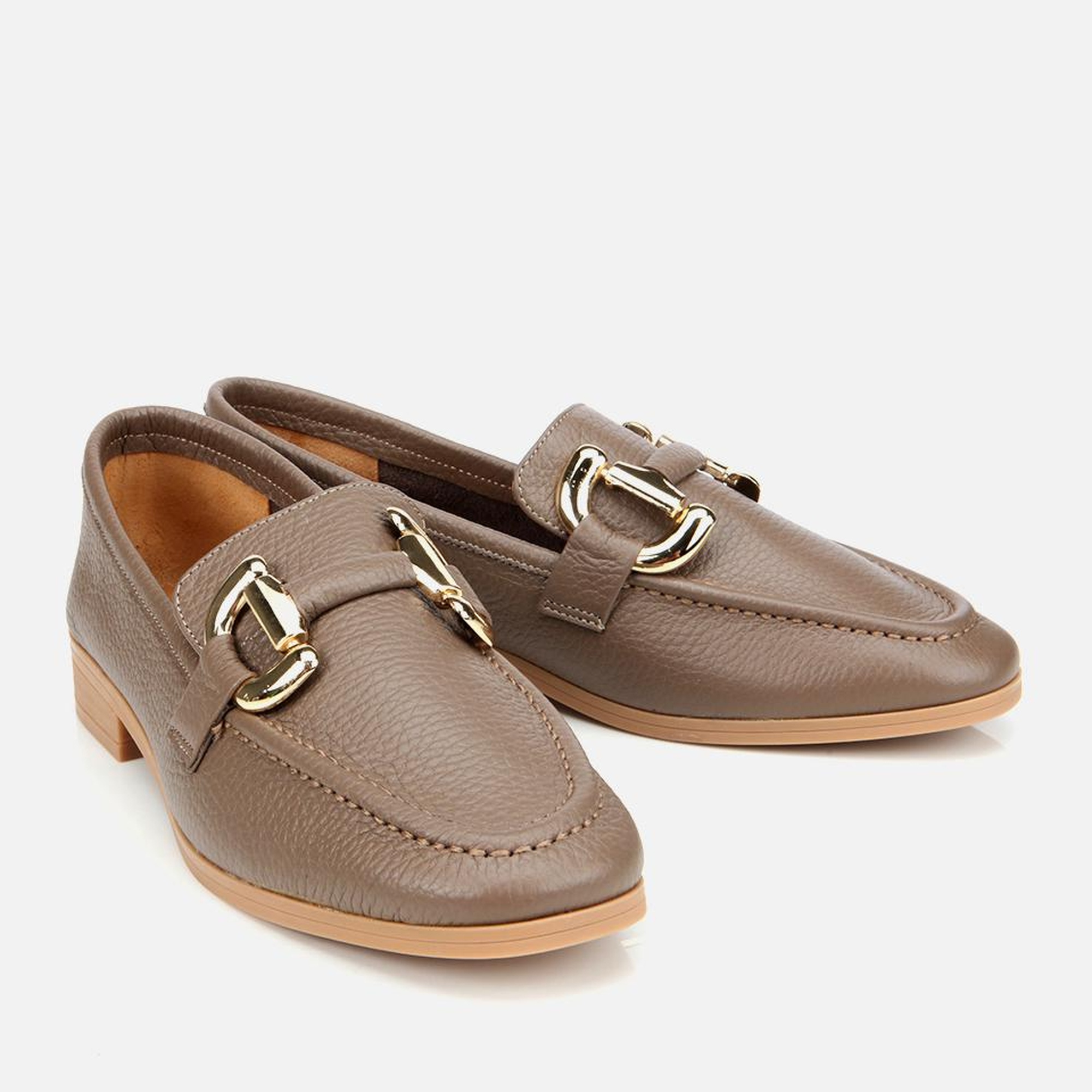 Kadın Deri Vizon Tokalı Klasik Loafer