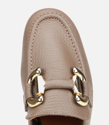  Kadın Deri Vizon Tokalı Klasik Loafer